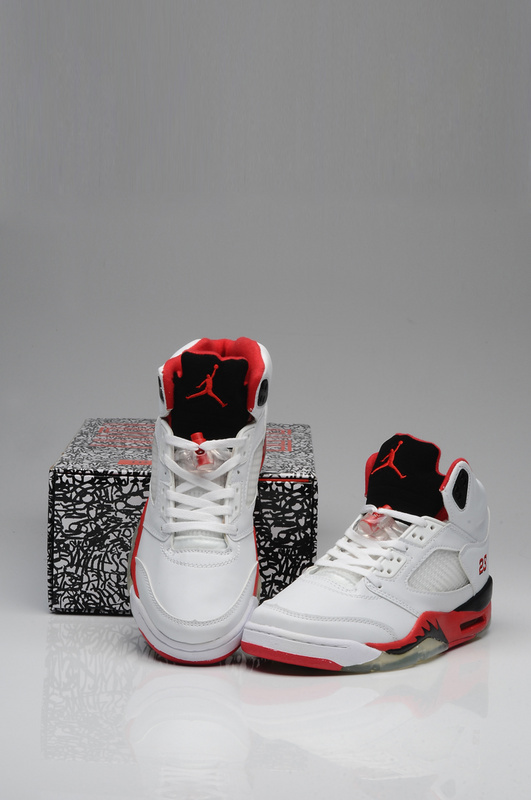 Air Jordan 5 Mens Shoes Aaa White/Black/Red Online